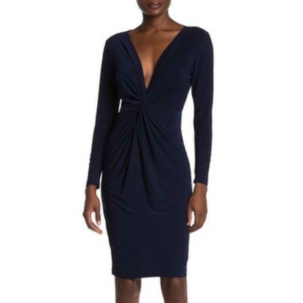 bebeKnot Front V-Neck Dress